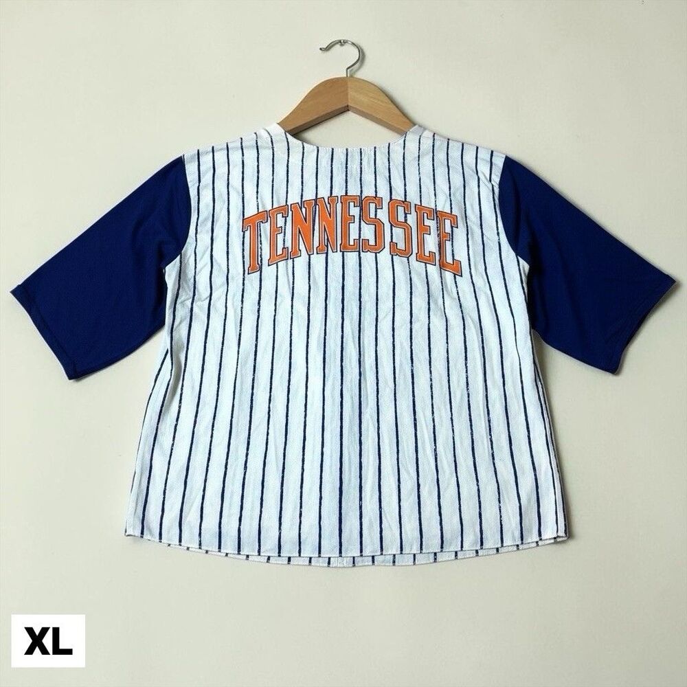 Vintage 90s Jerzees Tennessee Volunteers Vols Baseball Jersey Shirt XL Striped